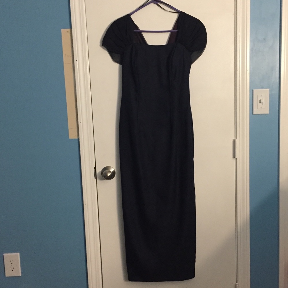 Navy Dress with Purse